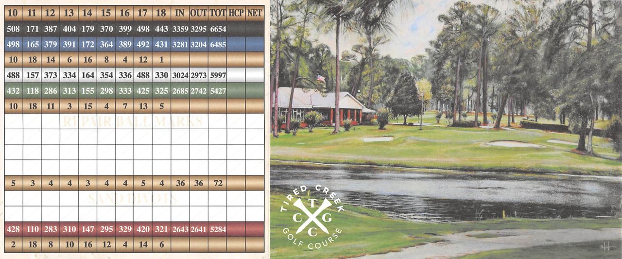 Scorecard Tired Creek Golf Course